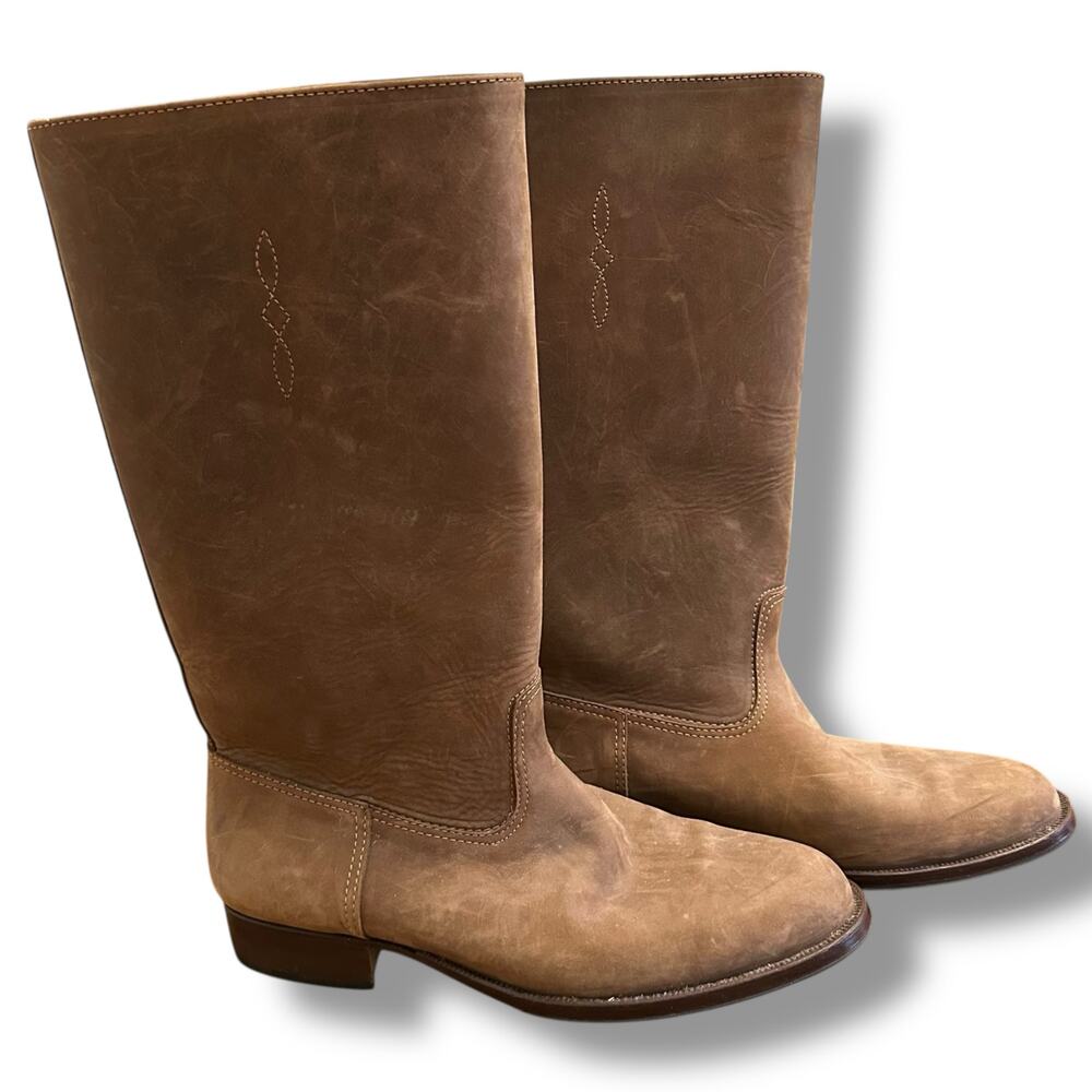 Arandu Argentina Handmade Brown Leather Riding Boots Tall 15” Women’s US 11.5-12